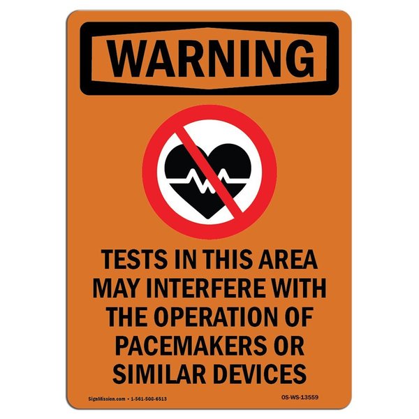 Signmission OSHA WARNING Sign, Tests In This Area, 5in X 3.5in Decal, 10PK, 3.5" W, 5" L, Portrait, PK10 OS-WS-D-35-V-13559-10PK